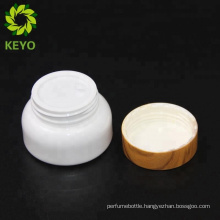 Skin care cream use plastic jar with bamboo lid